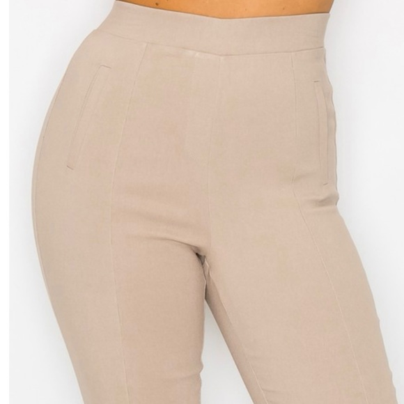 Light sand seam front pull on pants - Picture 3 of 6